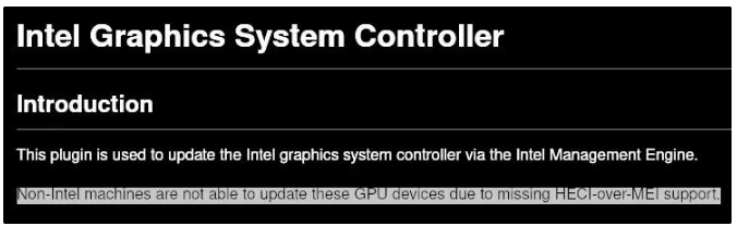 锐炫显卡依赖 Intel ME 环境，要想更新 GSC 固件暂时只能用英特尔 CPU 平台